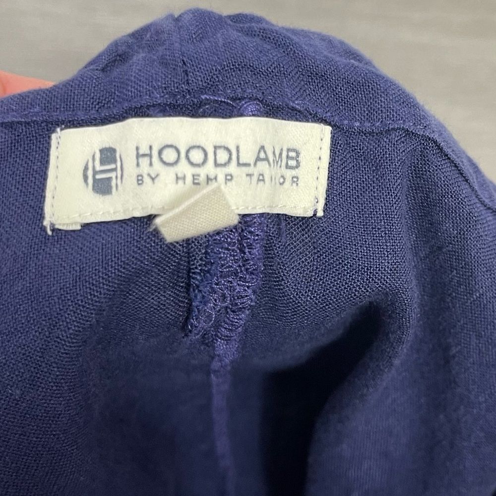Hoodlamb Lagenlook High Low Minimalist Hemp Dress Adjustable Strap Tie Navy L - Picture 4 of 12